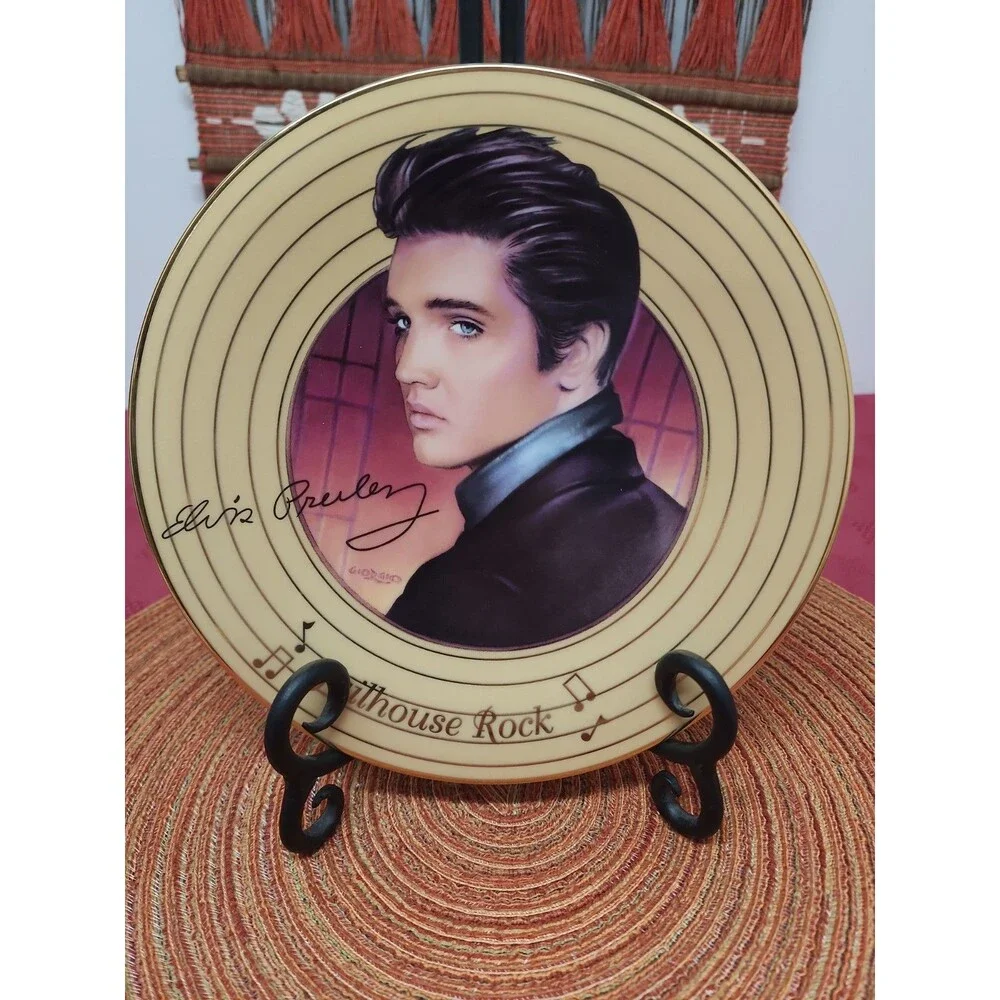 Bradford Exchange Jailhouse Rock Solid Gold Elvis Plate With #8080 H With COA